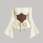 Áo Trễ Vai Tay Loe Phối Corset – Sang Chảnh & Tôn Dáng