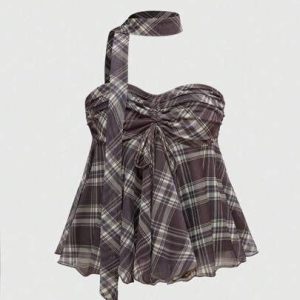 Áo Yếm Kẻ Caro Phối Dây – Hiện Đại & Quyến Rũ