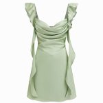 Váy Cổ Đổ Thắt Nơ Sage Green – Sang Trọng & Cuốn Hút