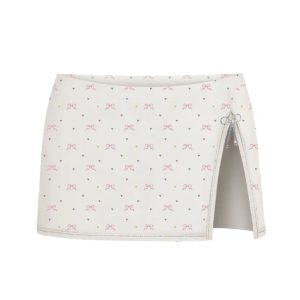 Chân Váy Trắng Họa Tiết Nơ Xẻ Tà  – Ngọt Ngào Chuẩn Nàng Thơ