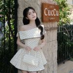 Váy Chấm Bi Trễ Vai – Thanh Lịch & Ngọt Ngào